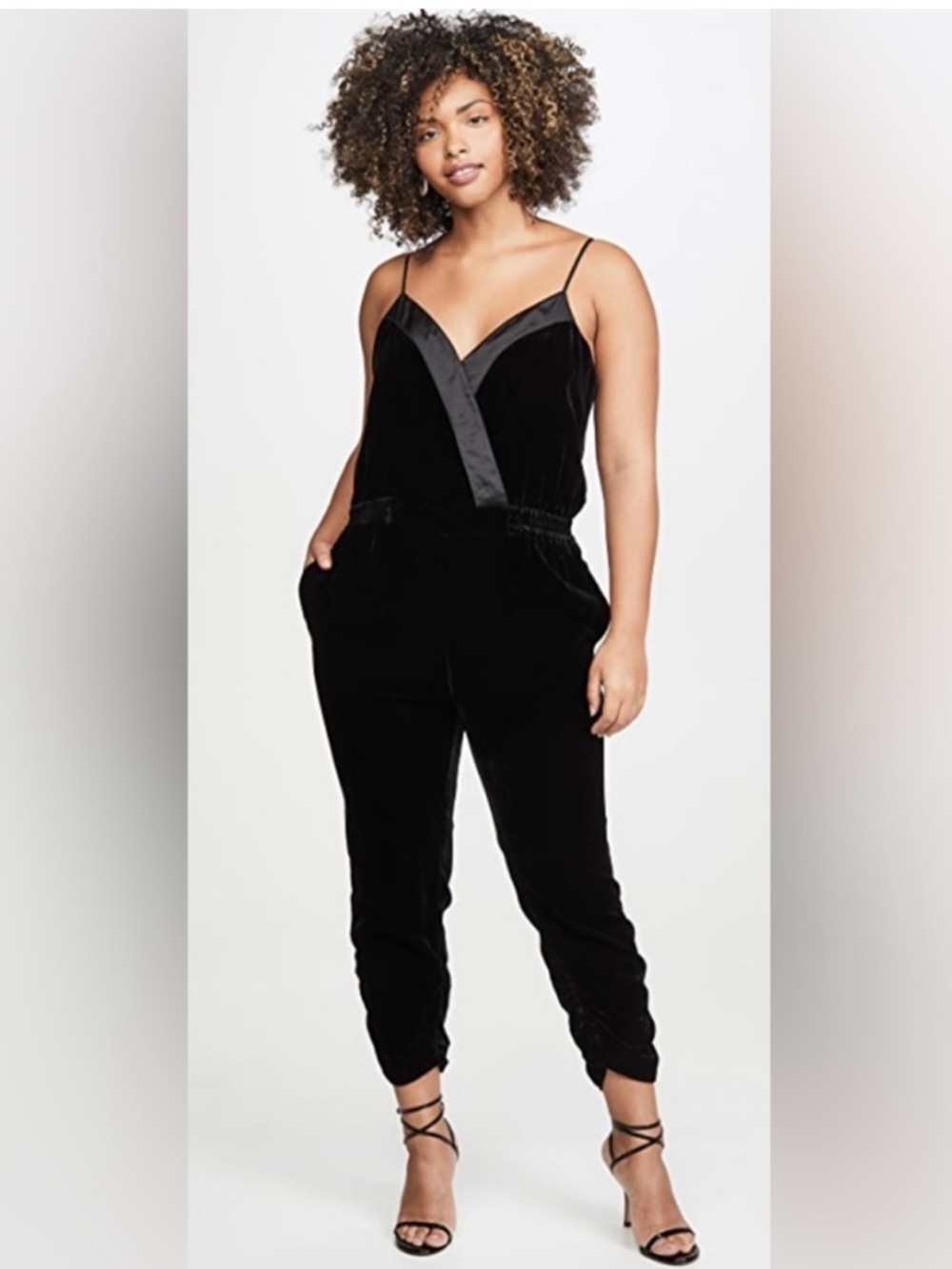 Parker Preston Combo Velvet Jumpsuit, sz 12, 20” PTP, 52” L, 24” inseam, scrunch